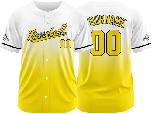 Miniatura 6 de Camiseta de béisbol con degradado personalizado, nombre, número y logotipo personalizados para hombres, mujeres y niños