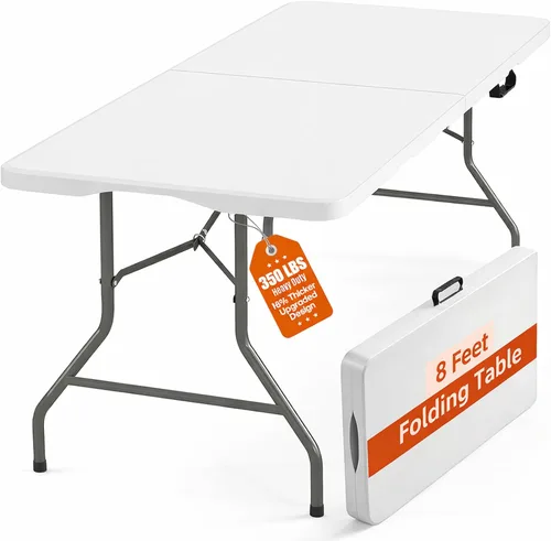Miniatura 8 de Fenbeli Mesa plegable portátil de 4 pies para uso en interiores y exteriores, plástico HDPE resistente, picnic, camping, barbacoa, comedor, mesa