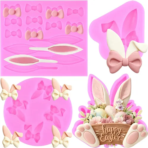Miniatura 16 de ZiXiang Molde de silicona para fondant de conejo, orejas de conejo de Pascua, moldes de chocolate para decoración de pasteles, decoración de Estilo b