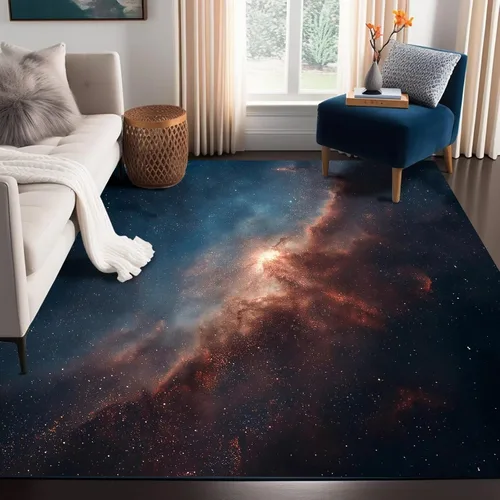 Miniatura 20 de Alfombra de galaxia de 2 x 3 pies, alfombra espacial para niños y niñas, dormitorio, sala de estar, océano, transbordador, barco, alfombra de noche