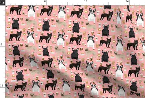 Miniatura 3 de Spoonflower Tela – Bulldogs franceses de café, lindos franceses, los mejores perros Bulldog Frenchie y estampados en tela de gasa, vestidos de moda
