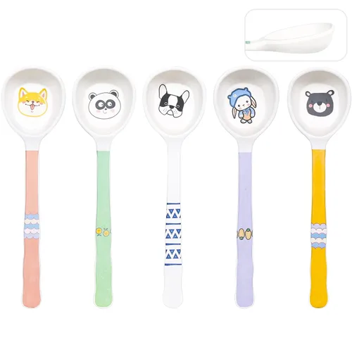 Miniatura 10 de Shopwithgreen Juego de utensilios de bambú para niños pequeños, juego de cucharas y tenedores para bebés y niños pequeños, juego de cubiertos