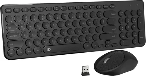 Miniatura 10 de FD Combo de Teclado y Mouse Inalámbricos - USB Inalámbrico de 2.4GHz, Lindo Teclado Inalámbrico con Teclas Redondas, Conjunto Silencioso y Delgado
