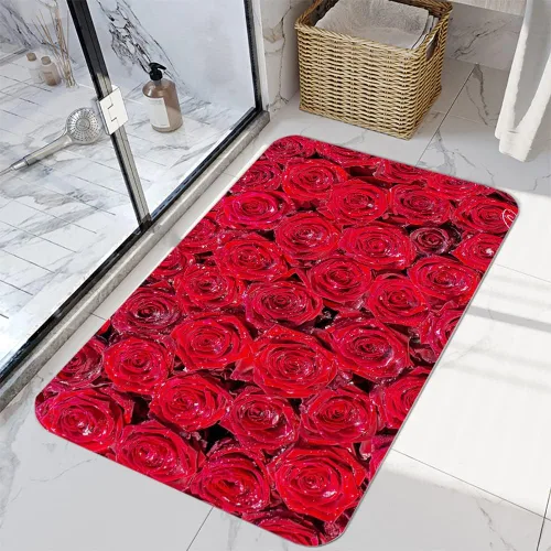Miniatura 4 de LYFANS Alfombras de baño de espuma de esponja absorbente suave para baño y cocina (30 x 18 pulgadas), tapete de franela antideslizante brillante