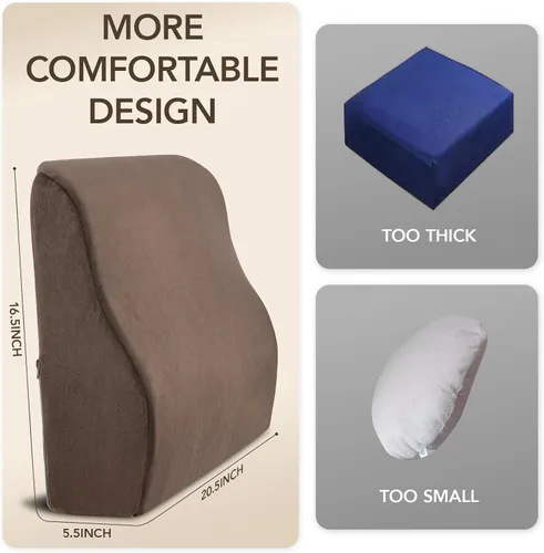 Miniatura 4 de SofGlowly Almohada de apoyo lumbar para reclinable, cojín grande de espuma viscoelástica para respaldo de sofá y silla de juegos, almohada