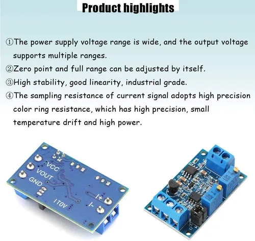 Miniatura 5 de Acxico 4 unids módulo convertidor de corriente a voltaje 0/4-20mA a 0-3.3V 0-5V 0-10V Transmisor de voltaje Conversión de señal Placa