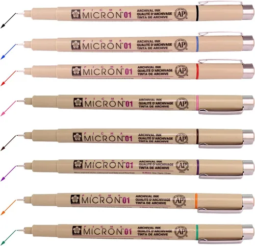 Miniatura 2 de Sakura Pigma Micron Fineliners - Bolígrafo de punta fina suave y ligera, dibujo de manga, 0.010 in, 8 bolígrafos de colores surtidos (01 color)