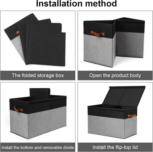 Miniatura 7 de Gowee Caja grande de almacenamiento de juguetes con tapa, cofre resistente organizador contenedor cesta de almacenamiento de juguetes con divisores