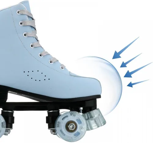 Miniatura 7 de YYW - Patines de cuero PU de alta calidad para mujeres y hombres, tipo botín, clásicos de doble fila, para interiores y exteriores, con bolsa