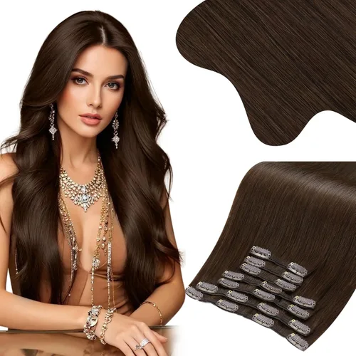 Miniatura 46 de Moresoo Extensiones de cabello humano Remy con clip, color rubio platino, extensiones de cabello humano real de doble trama, color rubio #60, 18