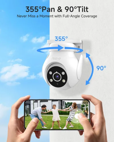 Miniatura 3 de Noorio Cámara de seguridad 2K para exteriores, panorámica/inclinación de 360°, cámara de conversación bidireccional con cable para vigilancia