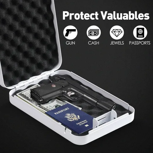 Miniatura 4 de Tenamic Caja de seguridad para pistolas, caja de seguridad portátil para viajes, caja de seguridad de acero sólido para armas en el hogar, cajas