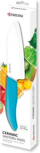 Miniatura 6 de Cuchillo Santoku de la marca Kyocera Advanced Ceramic y de la serie Revolution con 5 1/2 pulgadas, hoja blanca, 5.5 pulgadas, Mango blanco