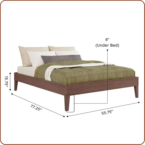 Miniatura 2 de Grain & Grove Cama con plataforma Bear (matrimonial), roble en relieve marrón oscuro