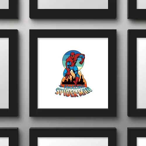 Miniatura 3 de Trends International Gallery Pops Marvel Spider-Man - Arte de pared retro con foco corriendo la ciudad, 12 x 12 pulgadas, arte de pared de Gallery