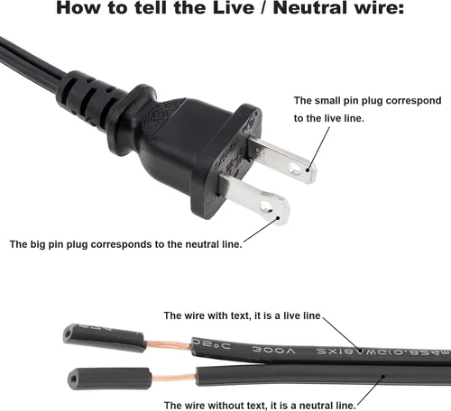 Miniatura 4 de RTNLIT Cable de lámpara de 6 pies con interruptor de botón de encendido/apagado y enchufe polarizado, extremos pelados listos para cableado, cable