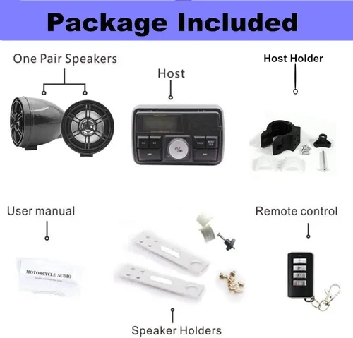Miniatura 2 de Radio de 12 V 3 pulgadas motocicleta ATV UTV carrito de golf impermeable antirrobo Bluetooth altavoz USB TF U disco FM Radio sistema estéreo (negro)
