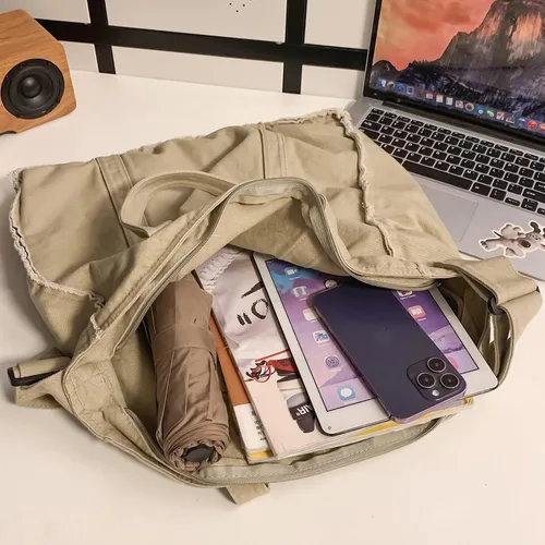 Miniatura 4 de Micmores Bolso de mano para mujer, bolso retro estilo hobo cruzado, bolso grande de lona para la escuela, trabajo, viajes, compras