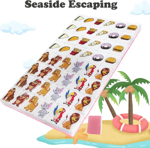 Miniatura 2 de Bloques de juego Seaside Escape, juegos de azulejos Mahjong con 49 azulejos de 1.181 in patrón para mascotas y alimentos.
