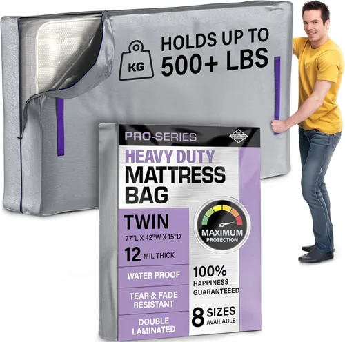 Miniatura 17 de Protector de colchón Full XL para mudanza y almacenamiento, resistente 10 mil de grosor, impermeable, para mudanzas, cremallera y 8 asas