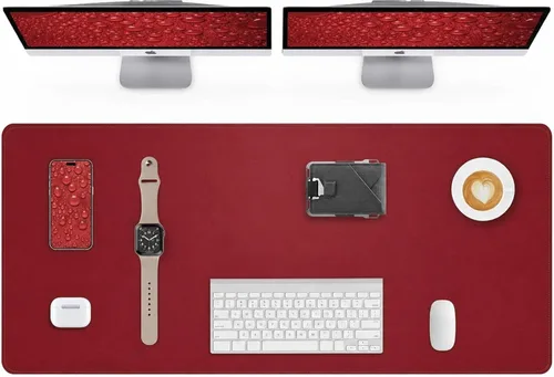 Miniatura 22 de Tapete protector para escritorio y mouse, antideslizante, de piel sintética, tapete impermeable de escritura para laptop, para oficina y hogar