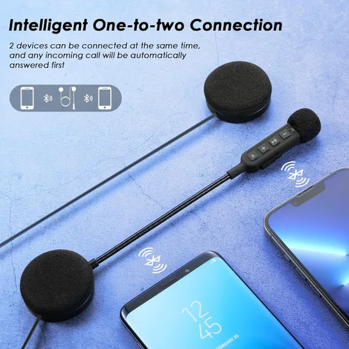 Miniatura 4 de Auriculares Bluetooth 5.3 para casco de motocicleta con batería de 900 mAh, auriculares inalámbricos para exteriores manos libres, control