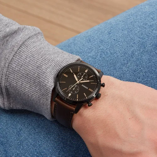 Miniatura 7 de Fossil Townsman - Reloj cronógrafo de cuarzo casual de acero inoxidable y cuero para hombre
