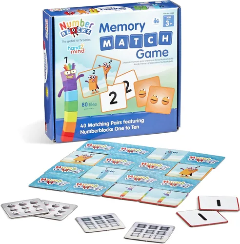 hand2mind Numberblocks - Juego de cartas de memoria a juego, números para niños pequeños, juguetes de matemáticas de jardín de infantes, juguetes de