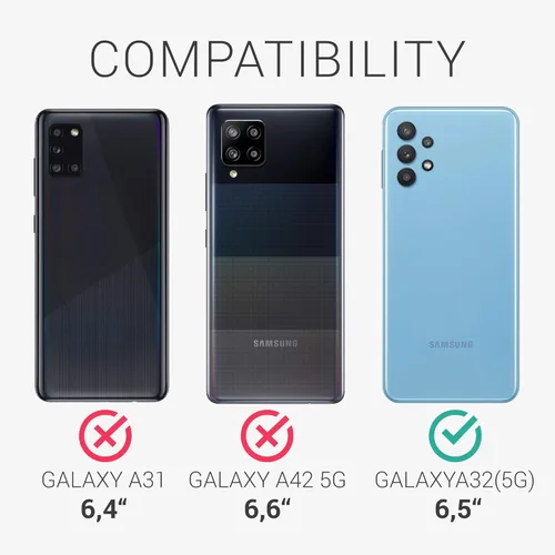 Miniatura 6 de kwmobile Funda cruzada compatible con Samsung Galaxy A32 5G - Funda transparente de TPU con correa de cordón - Negro/Transparente