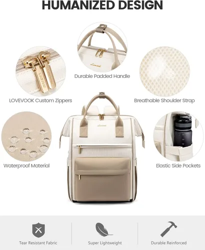 Miniatura 5 de LOVEVOOK Mochila para computadora portátil para mujer, mochila bolso, mochila de viaje de gran capacidad, bolsa de enfermera, bolsa para laptop