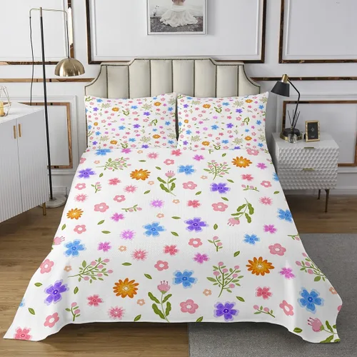Miniatura 11 de Erosebridal Juego de edredón floral negro, tamaño individual, lindo juego de colcha de flores para niños y niñas, juego de colcha de acuarela