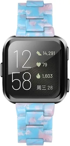 Miniatura 4 de Pulsera de resina compatible con Fitbit Versa 2/Versa Lite/Versa Band para mujer, correa de pulsera de repuesto de metal con hebilla de acero