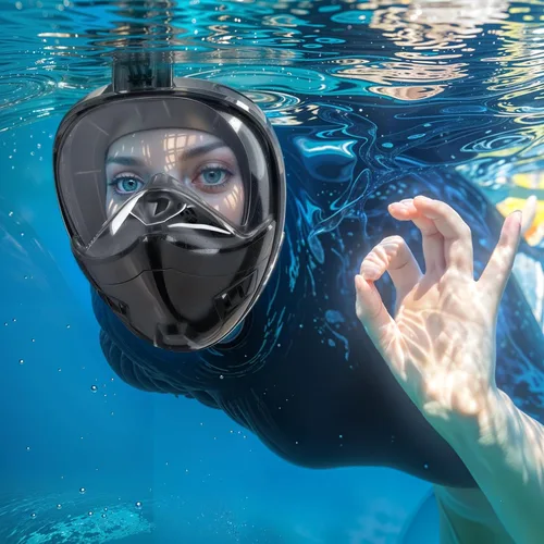 Miniatura 4 de Full Face Snorkel Mask, Snorkeling Gear for Adults Kids with Latest Dry Top Breathing System and Detachable Camera Mount, with 180 Degree Panoramic