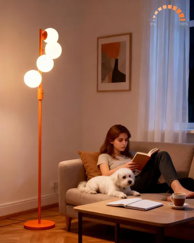 Miniatura 22 de Lightdot Lámpara de pie rosa regulable de 60 pulgadas, lámparas de pie de mediados de siglo con 3 bombillas G9 de 3000 K de color blanco cálido