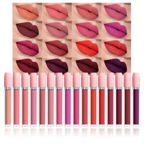 Miniatura 21 de evpct 1 Pieza Lápiz Labial Líquido Mate Malva Brillo Labial Conjunto Brillante para Mujeres Negras 24 Horas Rosa Lápiz Labial Sedoso Terciopelo
