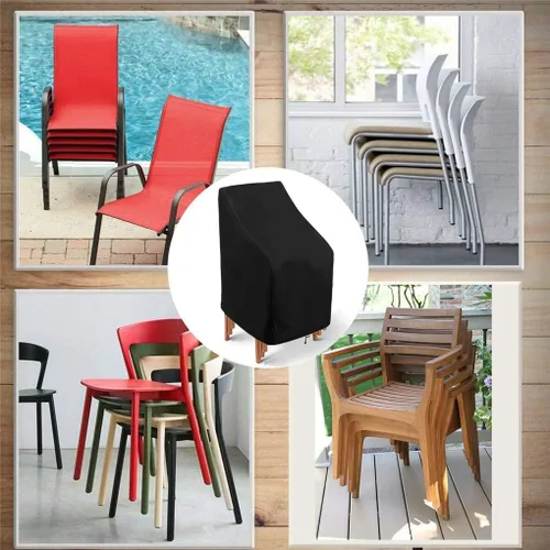 Miniatura 5 de Fundas apilables para sillas de patio, impermeables, 420D, para exteriores, respaldo alto, para sillas de comedor, protectores de muebles de patio