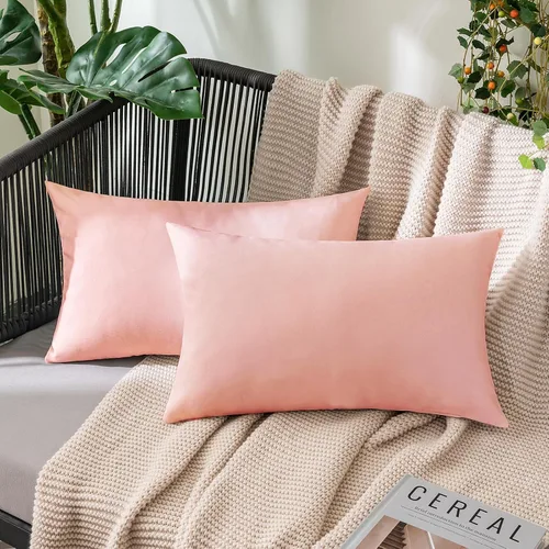Miniatura 81 de MIULEE Paquete de 2 fundas decorativas para almohadas de exterior, sólidas, impermeables, de lino sintético, estilo granja de jardín, fundas de Óxido