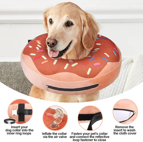 Miniatura 6 de BEAUTYZOO Alternativa al cono para perro después de la cirugía para perros grandes, medianos y pequeños, collar de cono inflable suave para perros
