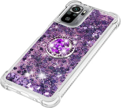 Miniatura 6 de CCSmall Funda para Xiaomi Redmi Note 10 4G (no 5G)/Redmi Note 10S con Creatividad Clear Quicksand Glitter Flotante Flotante Suave w/Stand Bling