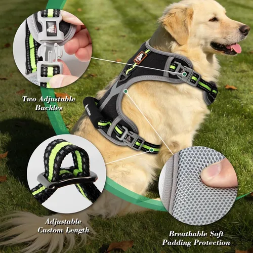 Miniatura 2 de Arnés para perro, chaleco para mascotas sin tirones, tira reflectante a prueba de escape, fácil de ajustar, arnés para perro con función a prueba
