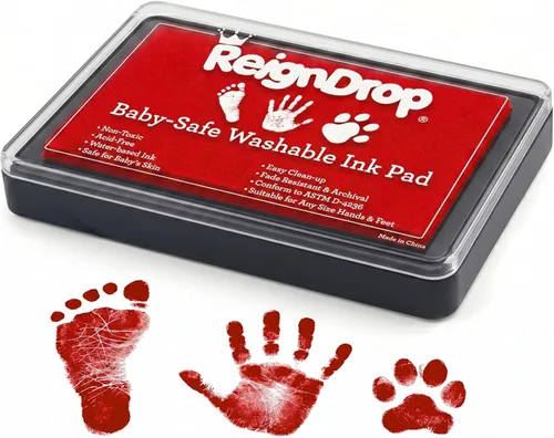 Miniatura 9 de ReignDrop Almohadilla de tinta para huella de bebé y huella de mano - Crea sellos de recuerdo impresionantes y duraderos para bebés y niños. A Azul