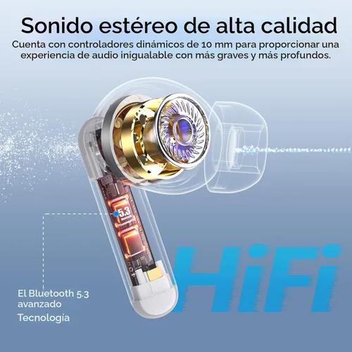 Miniatura 5 de kurdene Auriculares inalámbricos, Bluetooth 5.3 en auriculares intrauditivos ligeros con sonido de graves profundos, 48 horas de tiempo de Blanco