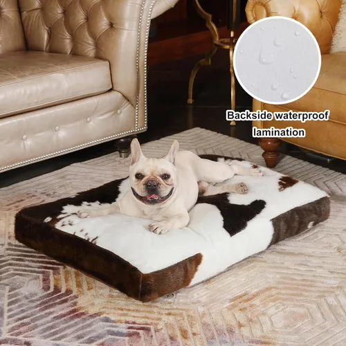 Miniatura 2 de Bedfolks Cama Impermeable para Jaula de Perro, Cama de Perro de Felpa con Funda Lavable Extraíble, Almohadilla de Jaula de Perro de Piel Sintética