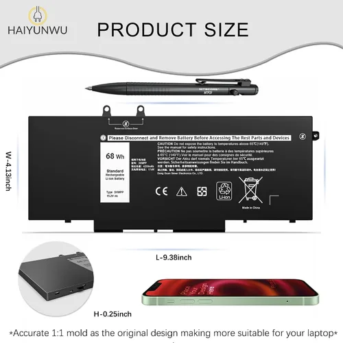 Miniatura 2 de Batería para portátil de 68 Wh 3HWPP compatible con Dell Latitude 5401 5410 5411 5501 5511 5510 Precisión 3541 3550 3551 Inspiron 7500 7506 7706 2