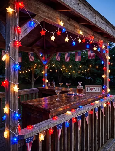 Miniatura 5 de Guirnalda de 10 luces LED de color rojo, blanco y azul para exteriores, 8.5 pies, luces decorativas para el 4 de julio, impermeables, conectables