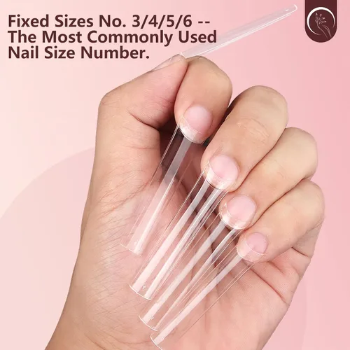 Miniatura 2 de Puntas de uñas cuadradas de relleno sin curva C, puntas de uñas de gel cuadradas cónicas transparentes largas 3XL, 200 piezas