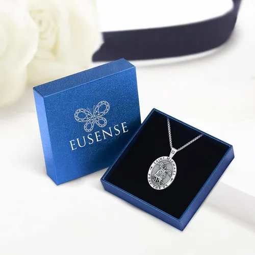 Miniatura 170 de Eusense San Miguel San Cristóbal San Benito San Judas Virgen María Collar chapado en oro 925 joyería religiosa para hombres y mujeres, collar