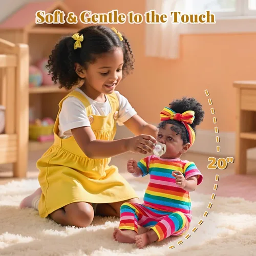 Miniatura 10 de JIZHI Muñecas Bebé Reborn Negras - Cuerpo Suave Realista Afroamericana Muñeca de Niña Recién Nacida de 20 Pulgadas Mejor Set de Regalo de Cumpleaños