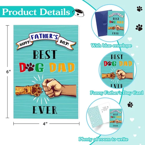 Miniatura 7 de D24TIME Divertida tarjeta del día del padre para perro papá, tarjeta del día del padre de 4 x 6 pulgadas para hombres, tarjetas con sobre de perro