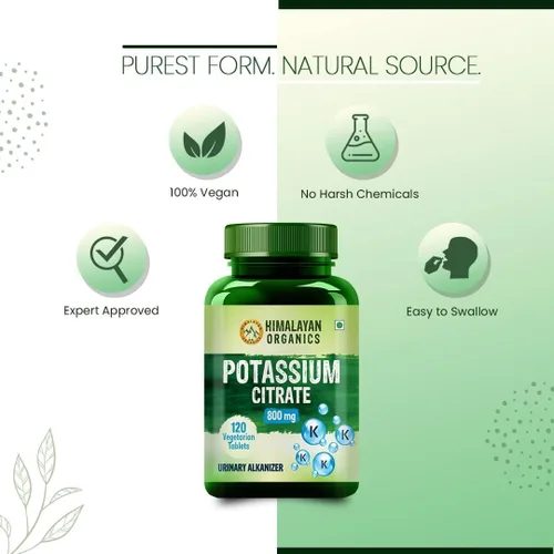 Miniatura 5 de Citrato de potasio 800 mg (120 tabletas vegetales) 100% herbario sin efectos secundarios conocidos - por pharmacylife